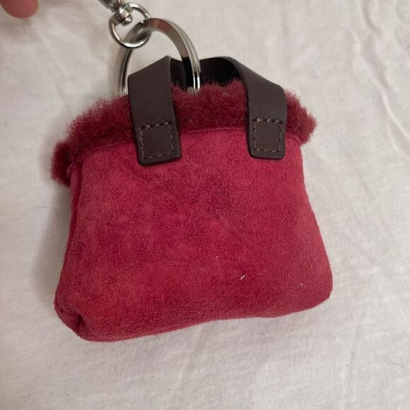 UGG Australia Red Charm Keychain Mini Micro Bag Clip Vintage Y2K Shearling Suede - Picture 4 of 5